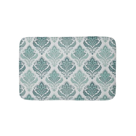 Tapis De Bain Modern Teal Nordic Damask (Devant)