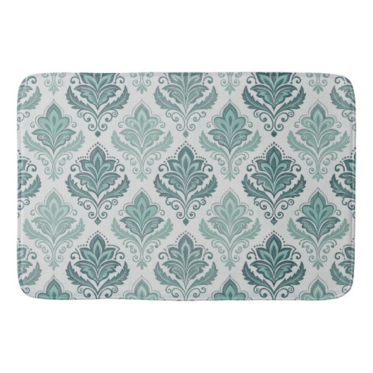 Tapis De Bain Modern Teal Nordic Damask (Devant)