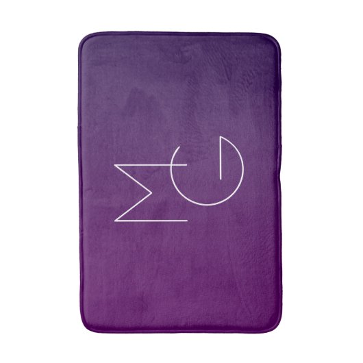 Tapis De Bain Moderne 2 Initiales | Ombre subtile violet profond (Devant (Vertical))
