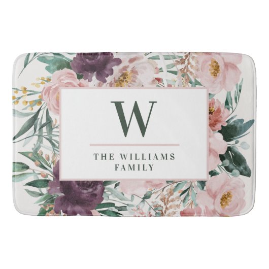 Tapis De Bain Moderne aquarelle fleurie élégant (Devant)