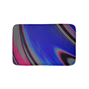 Tapis De Bain Moderne bleu foncé gris magenta fractal spiral