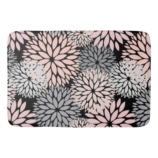 Tapis De Bain Moderne Blush rose gris Dahlia Floral (Devant)