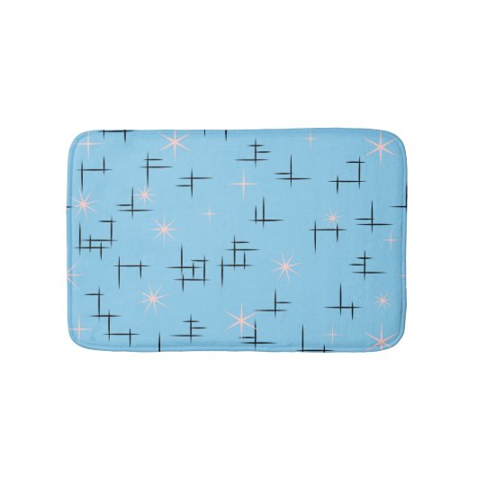 Tapis De Bain Moderne du milieu du siècle bleu (Devant)