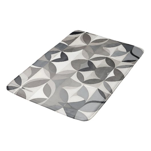 Tapis De Bain Moderne Élégant Gris Floral (Angle)