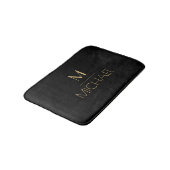 Tapis de Bain Moderne Élégant Monogramme Noir & Or (Angle)