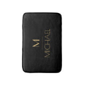 Tapis de Bain Moderne Élégant Monogramme Noir & Or (Devant (Vertical))