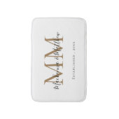 Tapis De Bain Moderne Elegant Noir Or Nouveau Monogramme Nom (Devant (Vertical))