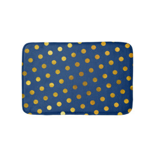 Tapis De Bain Moderne Elegant Simple Marine Bleu & Or Pois