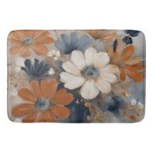 Moderne Ferme Maison Bleu Nuit Orange Brûlé Floral
