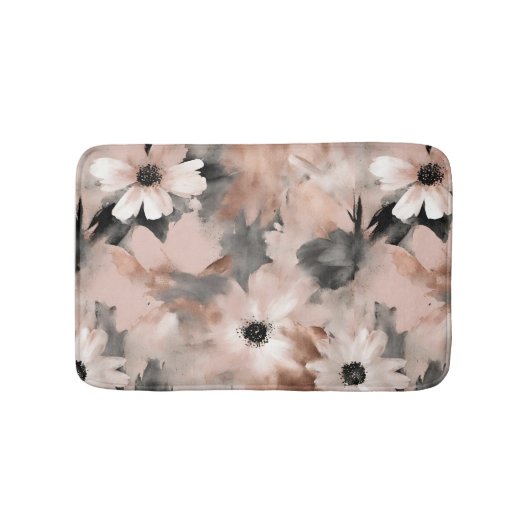 Tapis De Bain Moderne floral rose gris (Devant)
