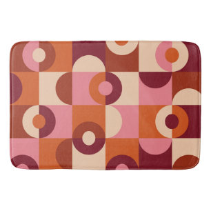 Tapis De Bain Moderne milieu de siècle Demi cercles Rose orange