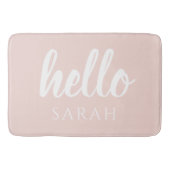Tapis De Bain Moderne Minimal Pastel Rose Bonjour Et Vous Nom (Devant)