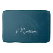 Tapis De Bain Moderne monogramme de nom en bleu (Devant)