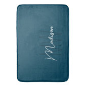 Tapis De Bain Moderne monogramme de nom en bleu (devant Vertical)