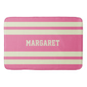 Tapis De Bain Moderne monogramme de nom rose blanc élégant (Devant)