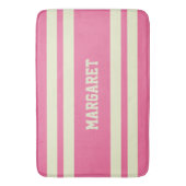 Tapis De Bain Moderne monogramme de nom rose blanc élégant (devant Vertical)