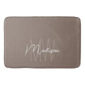 Tapis De Bain Moderne Monogramme Nom Écriture Taupe (Devant)