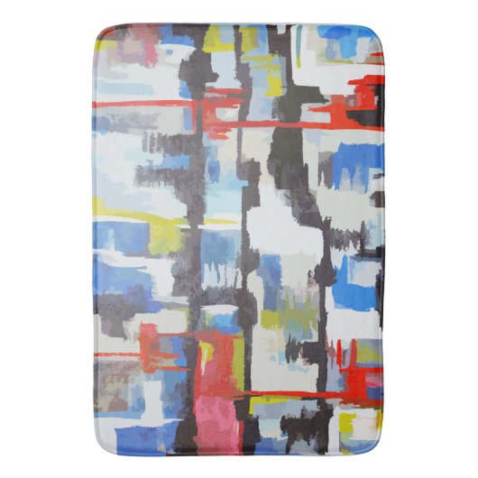 Tapis De Bain Moderne multi-couleur Abstrait rétro comme (devant Vertical)