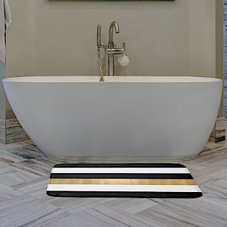 Tapis de bain moderne noir blanc et doré