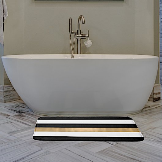 Tapis de bain moderne noir blanc et doré