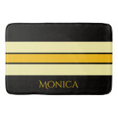 Tapis De Bain moderne nom monogramme noir & jaune beige (Devant)