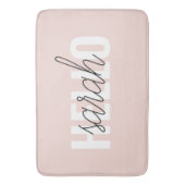 Tapis De Bain Moderne Pastel Rose Bonjour Et Vous Nom (devant Vertical)