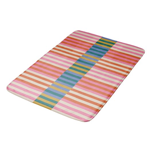 Tapis De Bain Moderne Plaid Orange, Rose, Bleu, Vert (Angle)