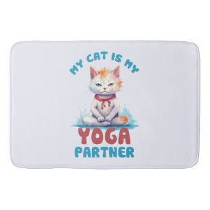 Tapis De Bain Mon Chat Est Mon Partenaire De Yoga - Adorable Méd