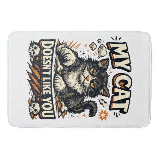 Tapis De Bain Mon Chat Ne T'Aime Pas Rétro (Devant)
