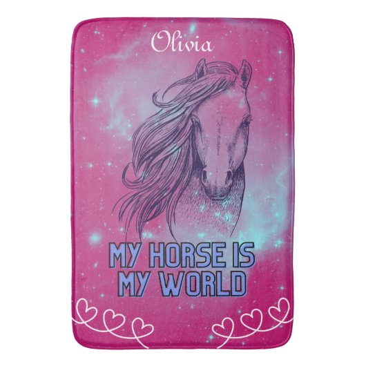 Tapis De Bain Mon Cheval Est Ma Magenta Mondiale (devant Vertical)
