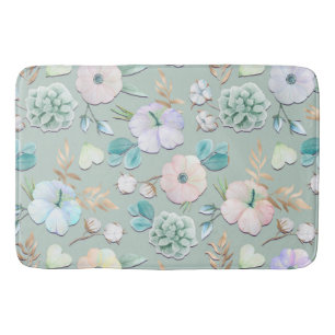 Tapis De Bain Monnaie d'été Vert Gold Lialc Pink Floral