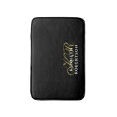 Tapis De Bain Monogram Black Gold White Minimalist Men Elegant  (Devant (Vertical))