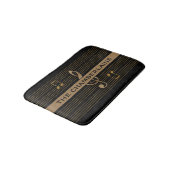 Tapis De Bain Monogram Faux Gold Treble Clef and Notes on BLACK (Angle)