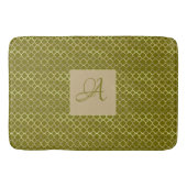 Tapis De Bain Monogram Green Gold Quatrefoil Mariage des jeunes  (Devant)