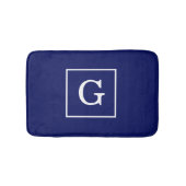 Tapis De Bain Monogram initial de la Navy Blue White Framed (Devant)