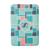 Tapis De Bain Monogram Mint Corail vert Art géométrique (Devant (Vertical))