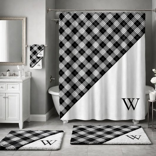 Tapis De Bain Monogram Tartan Plaid