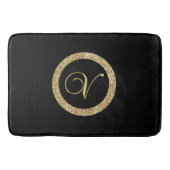 Tapis De Bain Monogram V, élégant script doré (Devant)