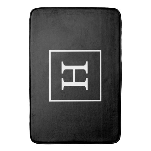 Tapis De Bain Monograme de Black White Framed Initial (devant Vertical)