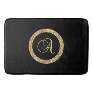 Tapis De Bain Monogramme A, élégant script doré