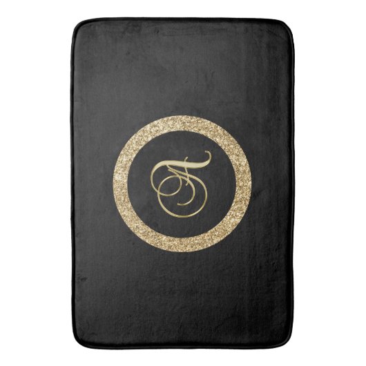 Tapis De Bain Monogramme A, élégant script doré (devant Vertical)