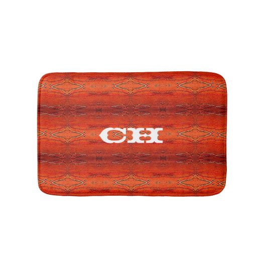 Tapis De Bain Monogramme à motif rayé aztèque orange rustique (Devant)