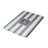 Tapis De Bain Monogramme à rayures blanches et de la marine (Angle)