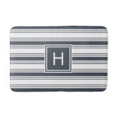 Tapis De Bain Monogramme à rayures blanches et de la marine (Devant)