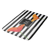 Tapis De Bain Monogramme à rayures noires chic (Angle)