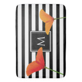 Tapis De Bain Monogramme à rayures noires chic (devant Vertical)