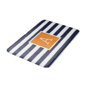 Tapis De Bain Monogramme à rayures orange et marine (Angle)