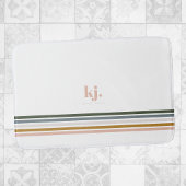 Tapis De Bain Monogramme à rayures rétro chic