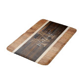 Tapis De Bain Monogramme à rayures ton bois rustique Tan (Angle)
