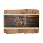 Tapis De Bain Monogramme à rayures ton bois rustique Tan (Devant)